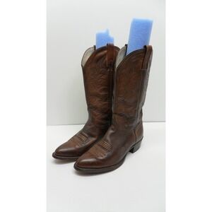 J CHISHOLM BROWN LEATHER COWBOY BOOTS  MEN'S 9.5 D  STYLE 5514 25192 Chocolate
